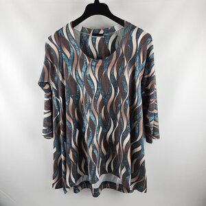 Nally & Millie Shirt Womens XL Multi Art Design 3/4 Sleeve Blouse
